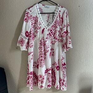 Cupshe White and Pink Floral Dress